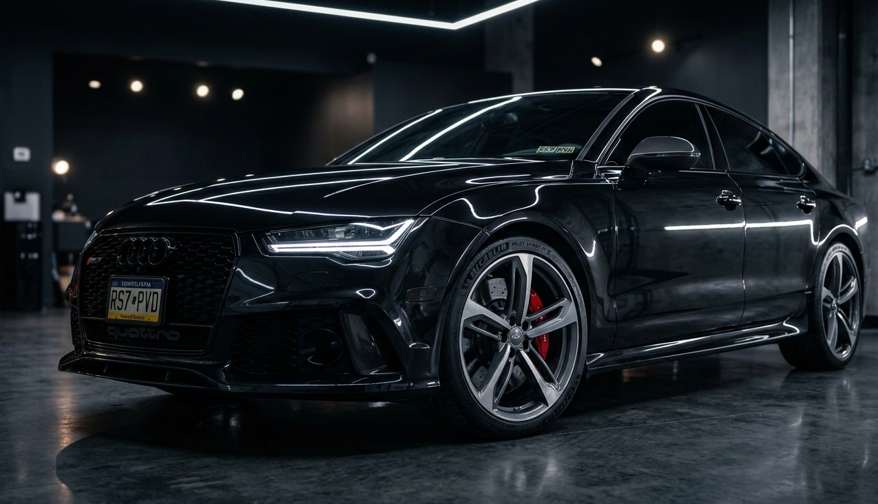 Polished car exterior for auto detailing demo website